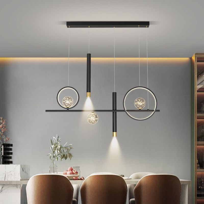 New Modern Black Iron LED Island Lighting Linear Chandelier Lighting for Dining Room