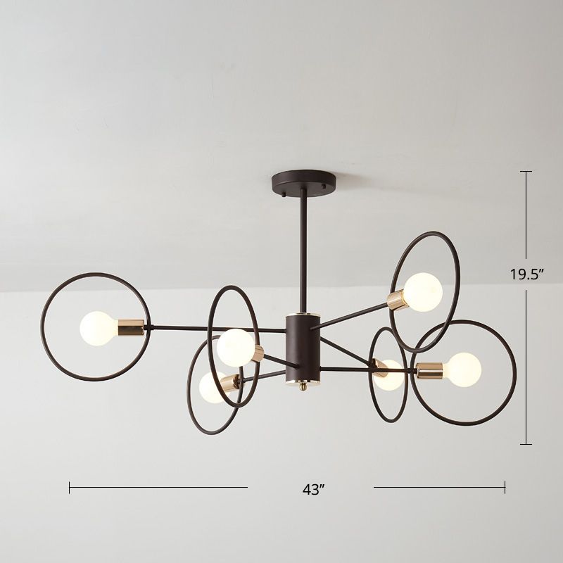 6/8/12-Head-Stufe Kreis Anhänger Kronleuchter Dachboden Style Kaffeeisen-Decke Anhänger Licht für Wohnzimmer