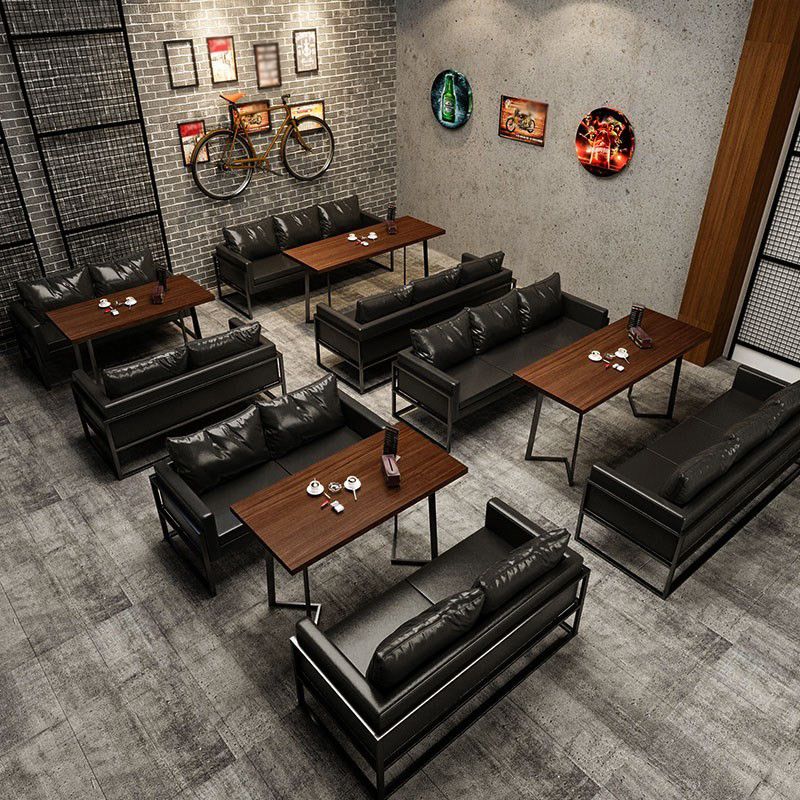 Industrial Brauner Esstisch Massivholz Tisch mit Metallbasis für Esszimmer