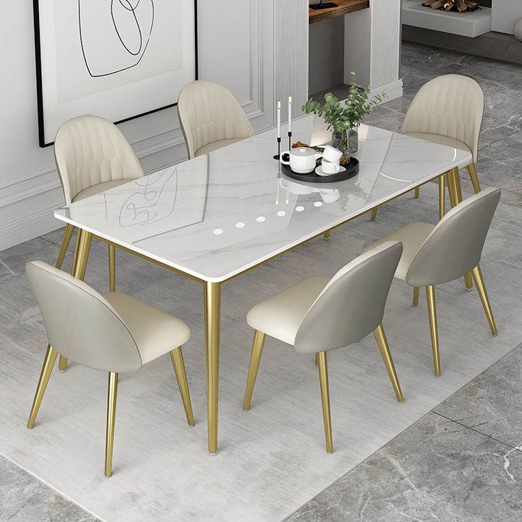 Minimalist Sintered Stone White Dining Set White Standard Dining Set for Kitchen