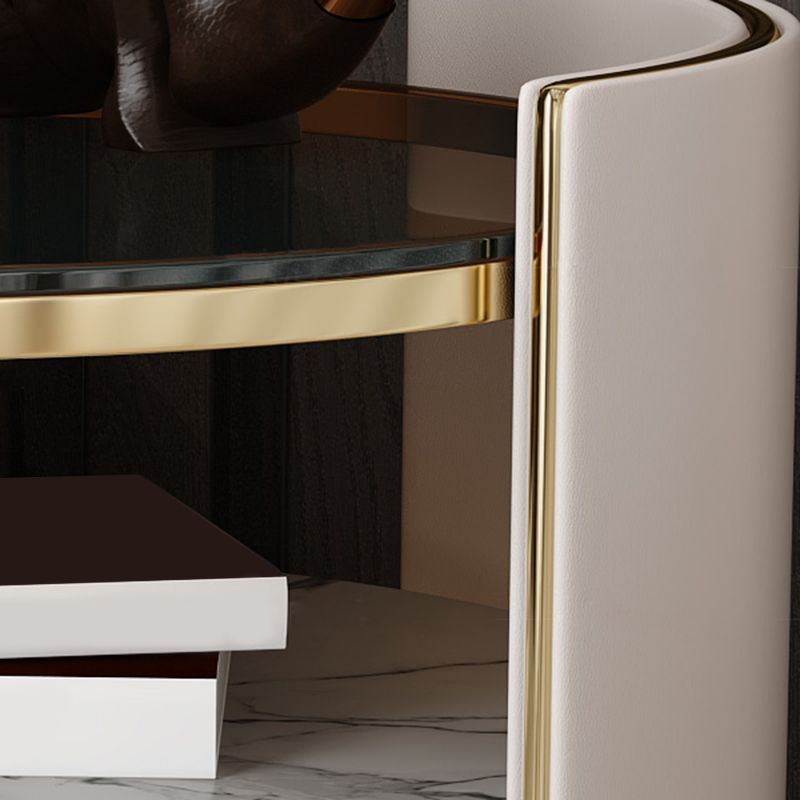 Glam Glass Top Nightstand Open Storage 20 Inch H 1-Drawer Night Table