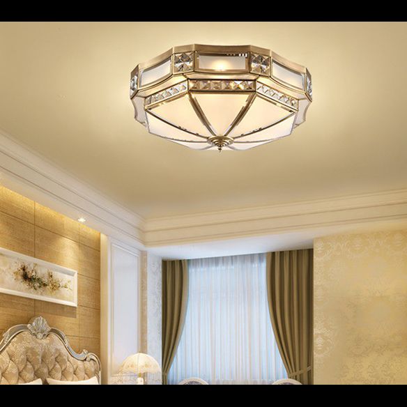 Lampadario da incasso in vetro ombreggiato Illuminazione tradizionale da incasso per soggiorno in ottone