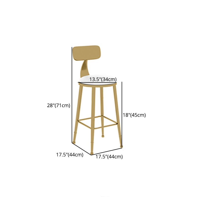 Scandinavian Round Low Back Counter Stools Upholstered Bar Stools with Cushion
