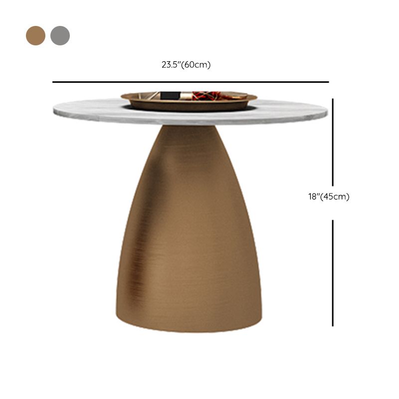 Glam Round Slate Cocktail Table Tray Top Brushed Metal Coffee Table