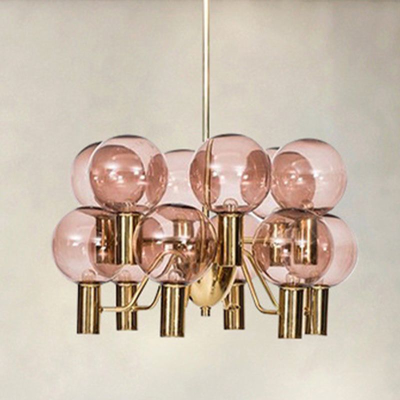 Glazen bol hanglamp in moderne luxe stijl elektroplate ijzer kroonluchter in goud