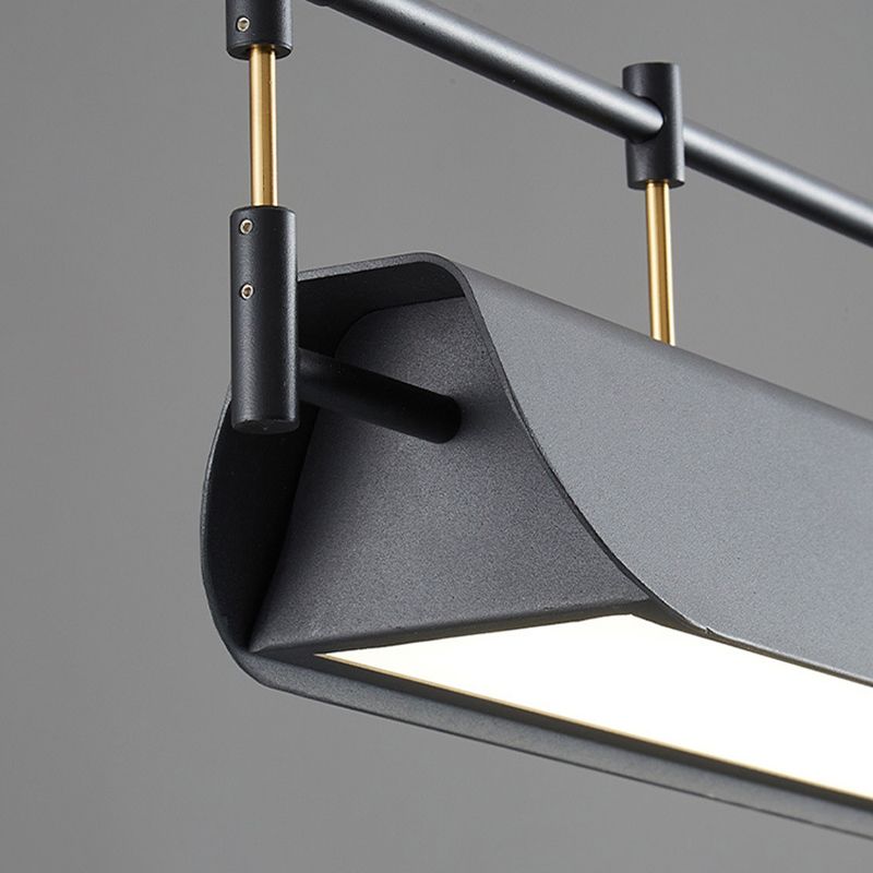 Black Modern Pendant Light Rectangle Shape Island Light with Acrylic Shade for Living Room