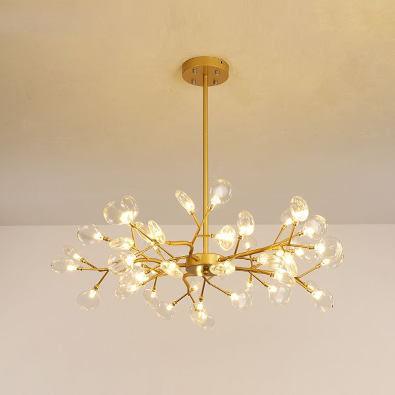 Stylish Firefly Pendant Light Fixture Minimalist Metal Bedroom Chandelier in Gold