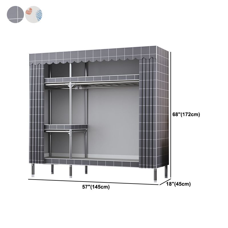 Contemporary Style Metal Wardrobe Cloth Rod Included Wardrobe Closet for Home