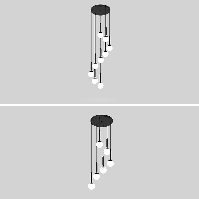 Spiral Stairs Pendant Light Fixture Glass Nordic Style 9 Blub Hanging Light