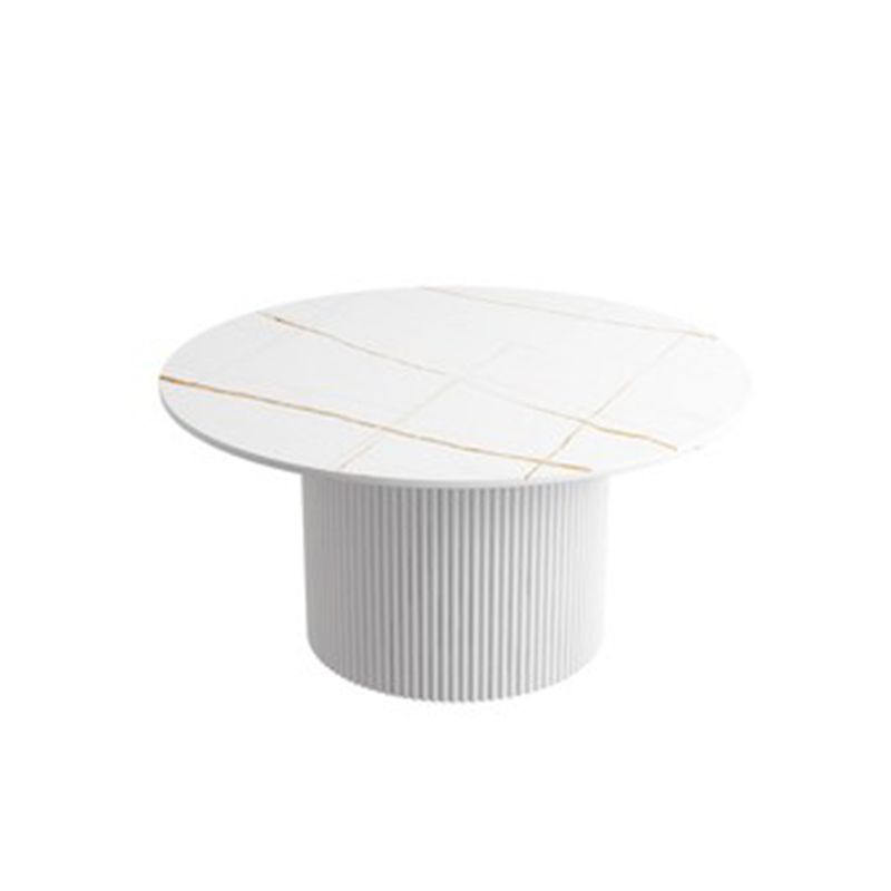 Round White Slate Coffee Table Pedestal 2 Nesting Coffee Table Set
