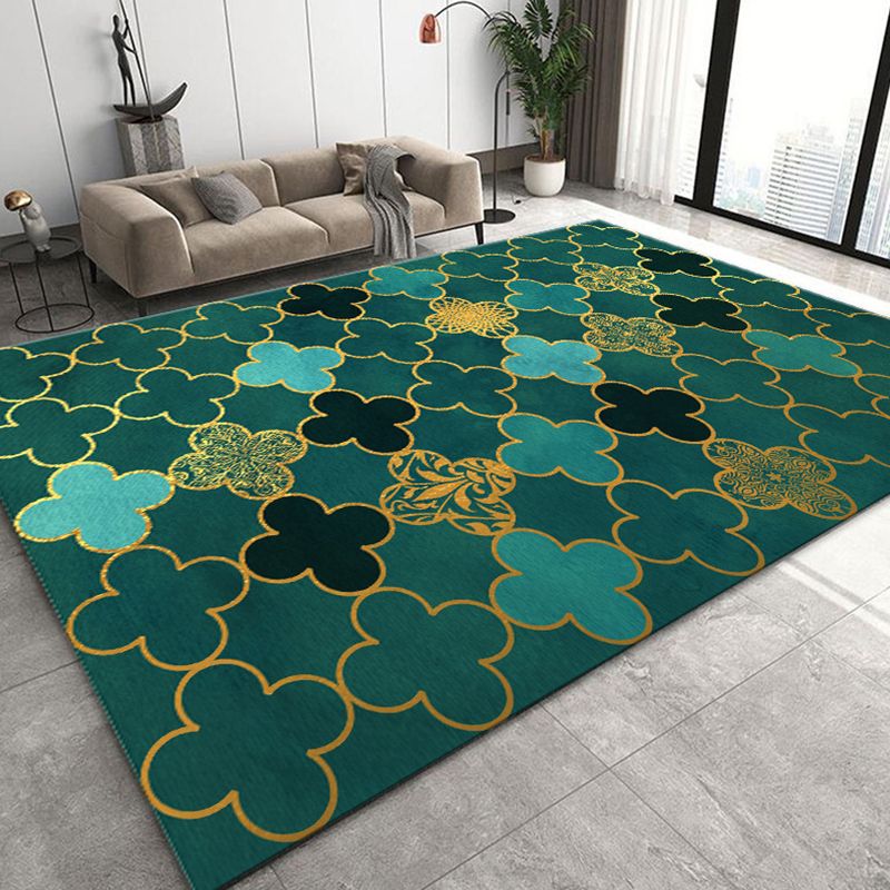 Black Modern Rug Polyester Pattern Rug Washable Indoor Rug for Home Decor