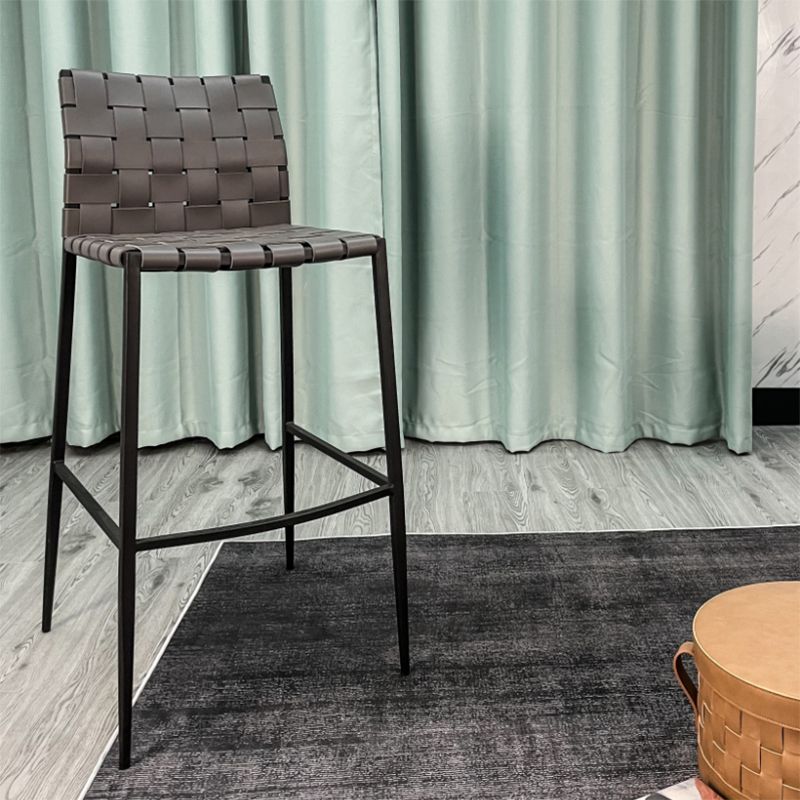 Modern Backrest Bar Stool Leather Counter Stool for Living Room