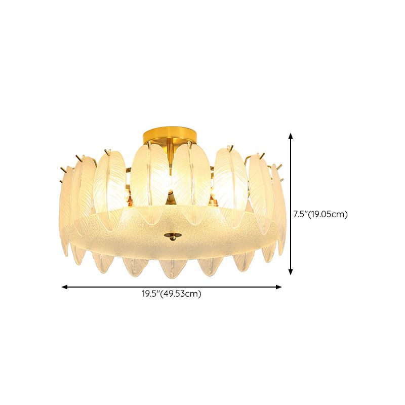 Modern Glass Ceiling Lamp Geometric Flush Mount Light Fixture for Bedroom