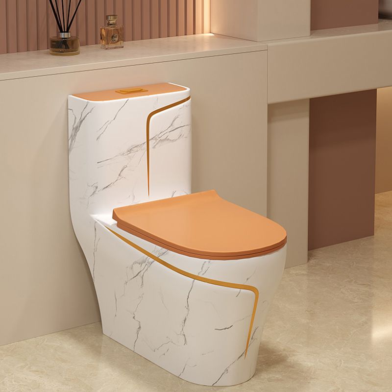 Traditional Orange Ceramic Flush Toilet Floor Mounted Urine Toilet for Washroom
