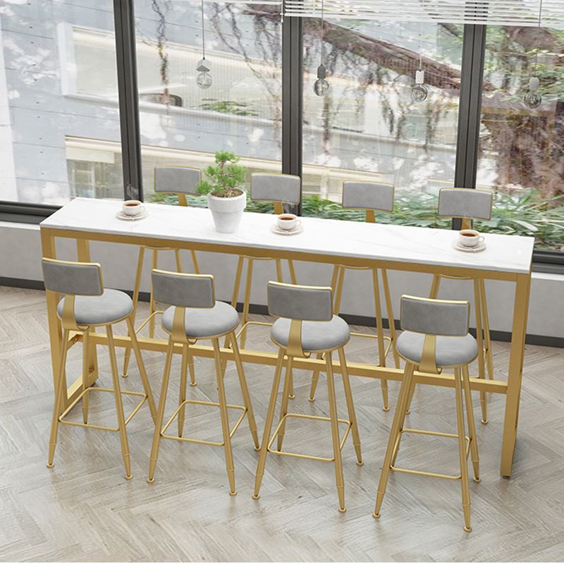 Metal Low Back Dining Stools Armless Bar Stools with Footrest