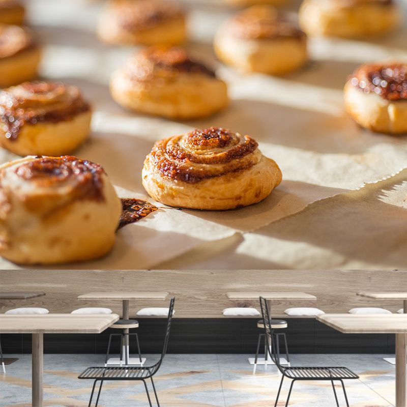 Contemporary Cinnamon Rolls Wall Mural Environment Friendly Wallpaper for Cake Shop