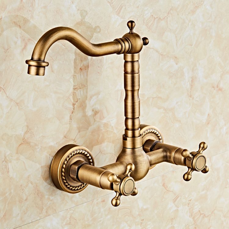 Industrial Wall Mounted Bathroom Faucet Cross Handles Lavatory Faucet