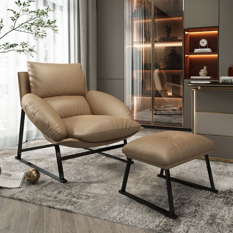 Genuine Leather Accent Chair Arms Included Accent Room Chair with Ottoman, 39.37" Wide