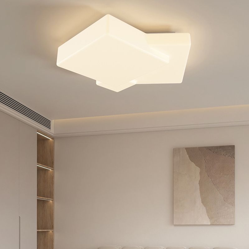 Geometric Modern Ceiling Flush Acrylic LED Square Flush in Matte White