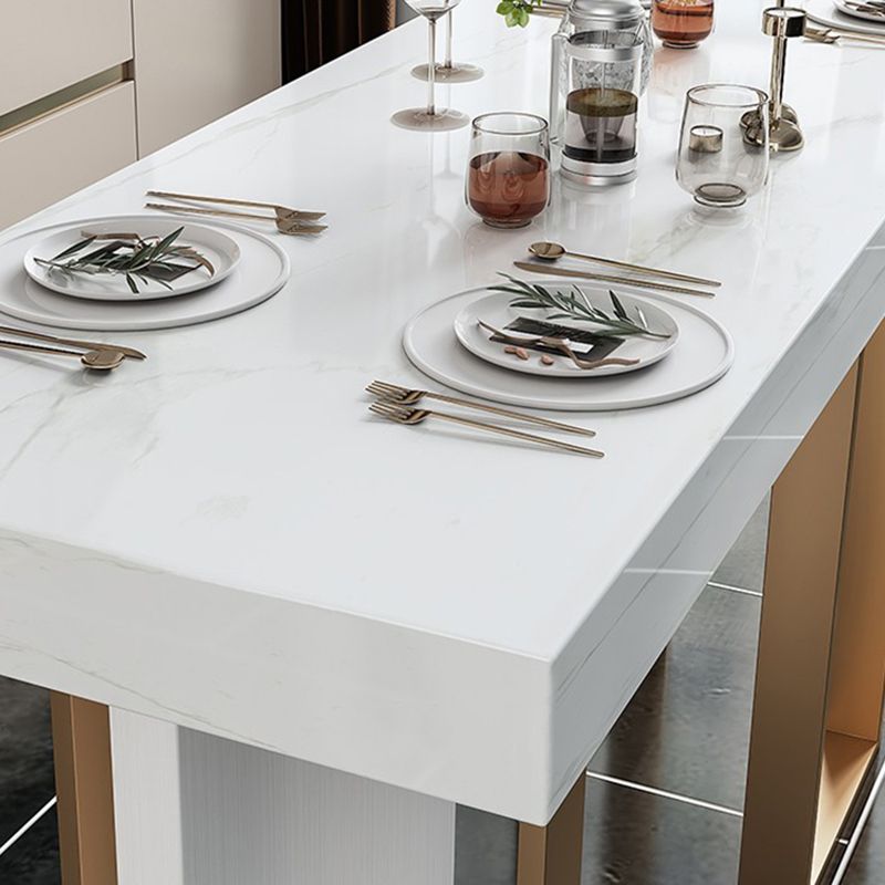 Contemporary Style Rectangle Pub Set 1/5 Pieces Faux Marble Pub Dining Set