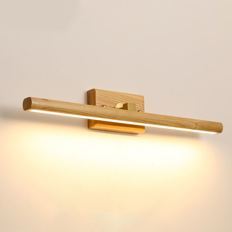 Wood Linear Wall Sconce Modern 1 Light Mirror Wall Mount Light Fixture