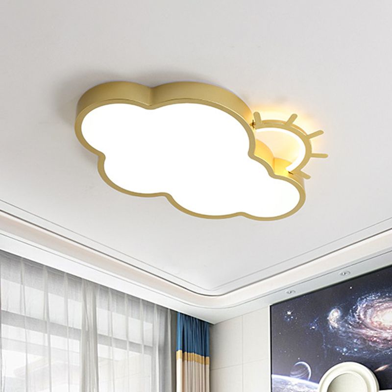 Acrylic Cloud Flush Mount Lamp Minimalist LED Gold Close to Ceiling Light for Bedroom