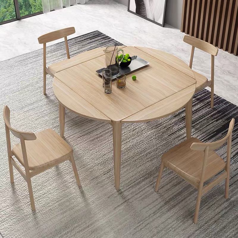 Modern Style Rubberwood Dinner Table Round Drop-Leaf Table for Home Use