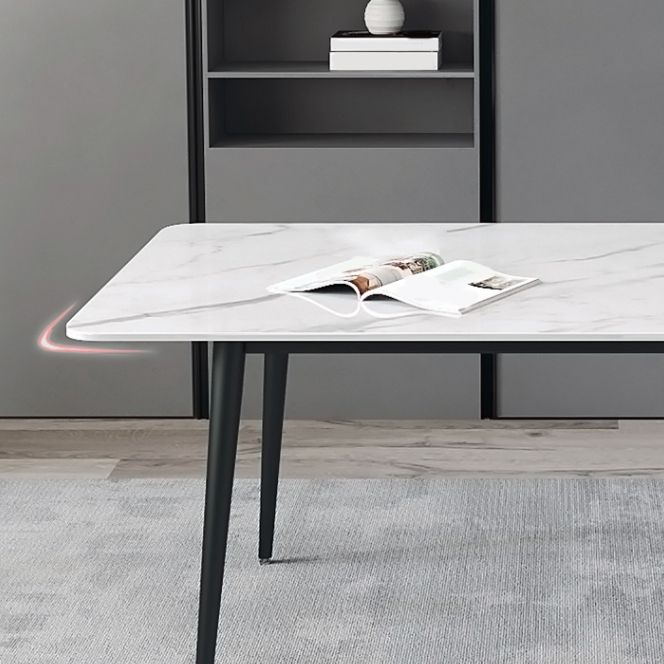 Designer Style White Dining Table Set 1/4/5/7 Pieces Stone and Metal Dinette Set