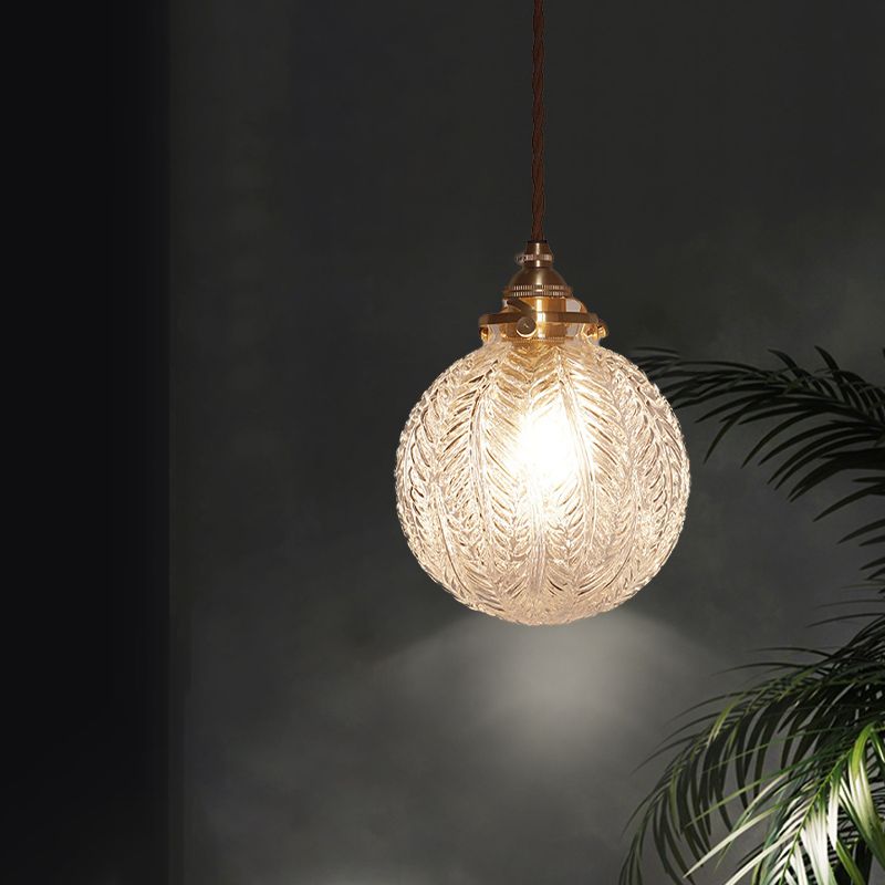 Lámpara de luz colgante colonial global 1 cabeza/humo kit de lámpara colgante de vidrio gris con diseño de plumas