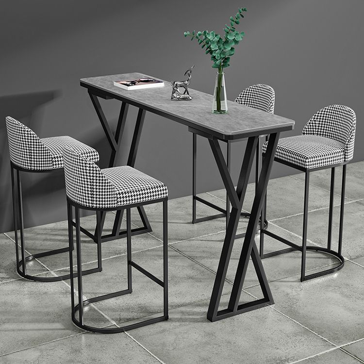 Low Back Upholstered Dining Stool Armless Bar Stool with Metal Base