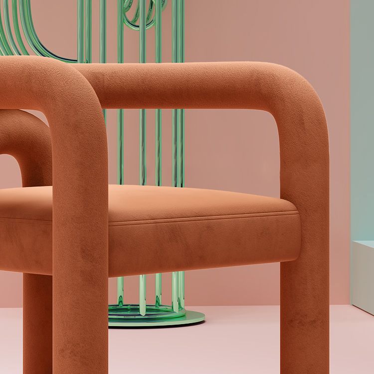 Sillas de comedor de cocina de estilo moderno con respaldo abierto y sillas laterales con brazo