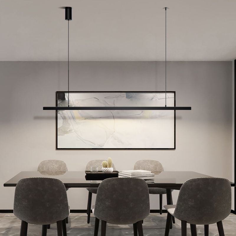 Modern Style Linear Hanging Pendant Light Metal 1-Light Hanging Lamp Kit