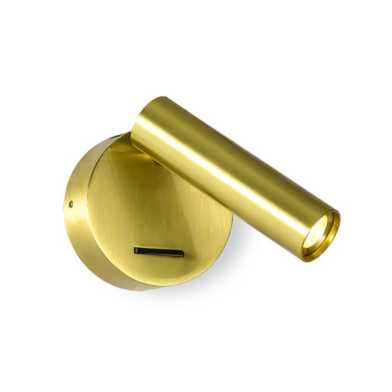 Angle Adjustable Mini LED Sconce Light Contemporary Minimalism Bedroom Lighting Fixture with Metal Round Base