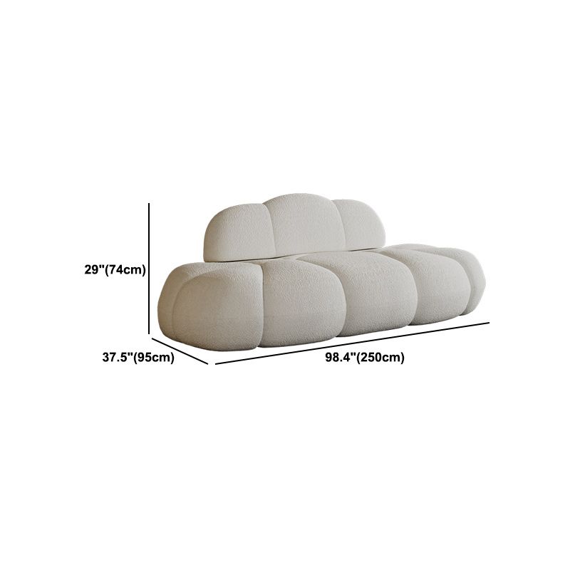 Contemporary Armless Sofa Wool Cloud-Shaped Seating in Cream
