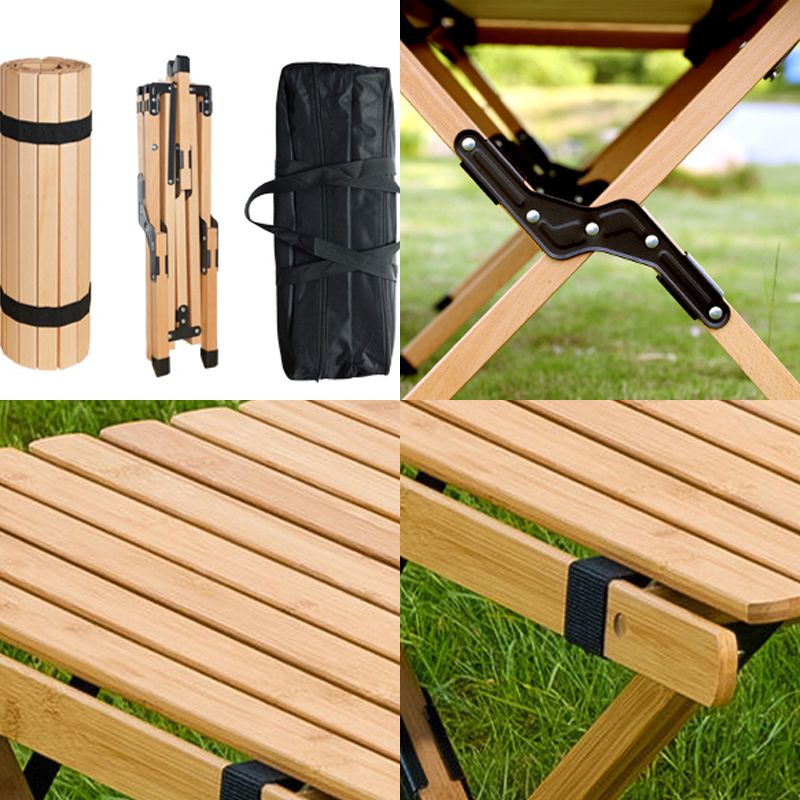 Natural Rectangular Camp Set 1/3/5 Pcs Beech Wood Fold and Store Table and Chairs