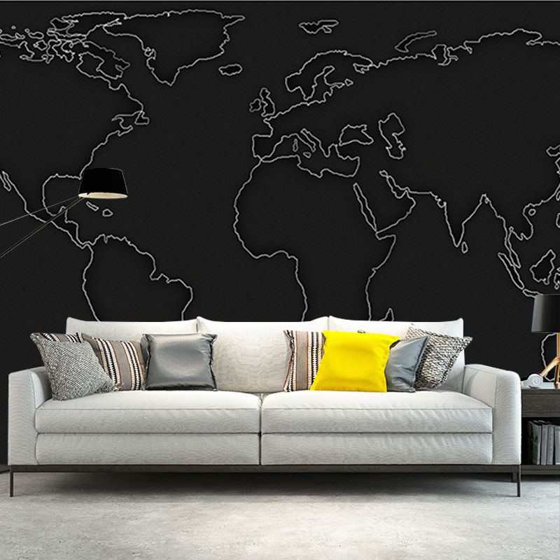 Map Illustration Mural Decal Eco-friendly Wallpaper for Meeting Room Bedroom