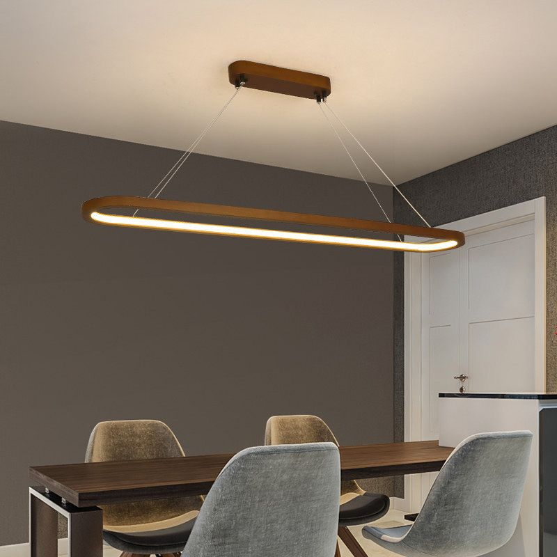 Oval Island Chandelier Lights Simplicity Wood Chandelier Lighting Fixtures for Restaurant