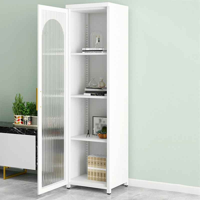 Contemporary Metal Standard Bookcase Closed Back Vertical Bookcase with Glass Door