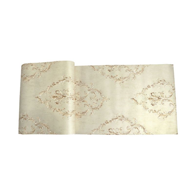 European Damask Design Wall Art for Accent Wall, 57.1 sq ft. Wallpaper Roll in Neutral Color