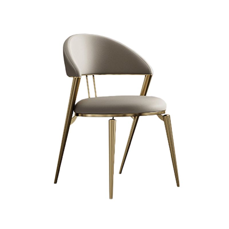 Glam Style Open Back Faux Leather Metal Base Dining Side Chair