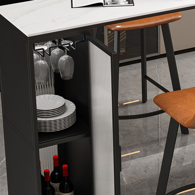 Glam Metal Bar Stools Faux Leather Barstools with Black Legs