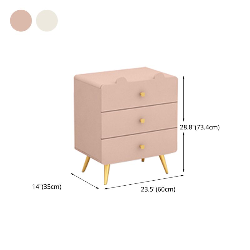 White and Pink Bedroom Dresser Modern Style Wooden Storage Chest with Multi Drawers