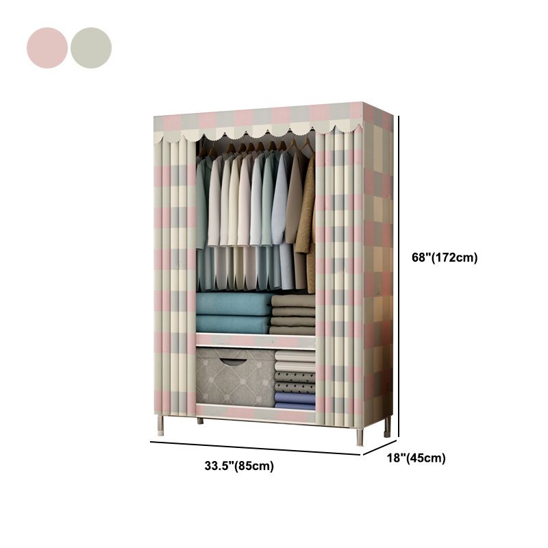 Modern Style Armoire Metal Cloth Rod Included Wardrobe Closet for Bedroom