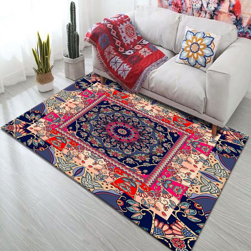 Rapis bohème jaune Polyester Flowers Area Rapis Nom-Slip Backing Tapis pour salon