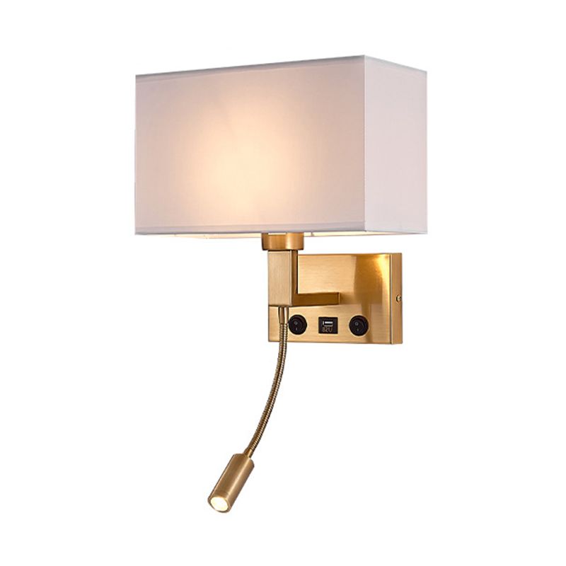 Modern Rectangular Wall Mount Lamp Fabric 2 Lights Wall Light Fixture