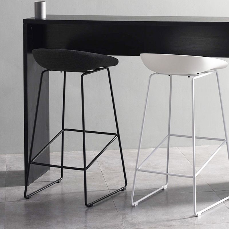 Glam Low Back Armless Bar Stool Indoor Plastic Stool with Metal Base