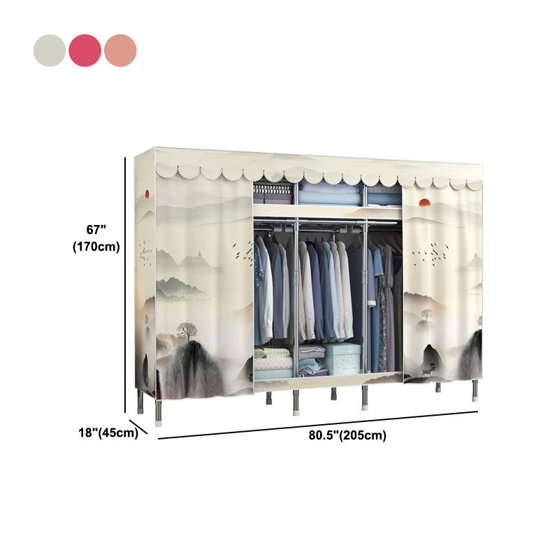 Contemporary Style Steel Wardrobe 2-Tier Metal Wardrobe Closet for Home