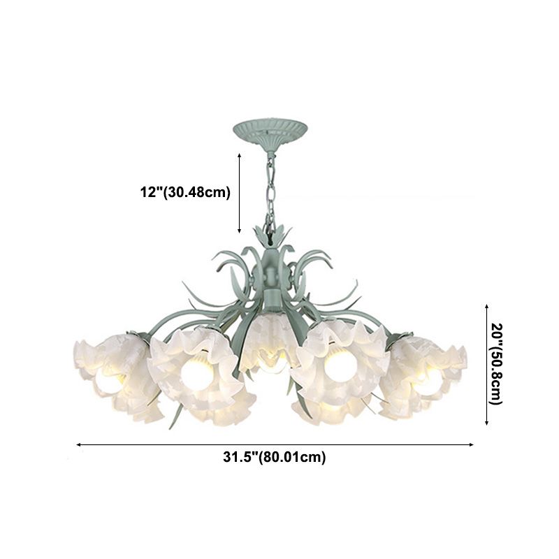 Estilo moderno de 9 luces Luces colgantes de lámparas Flower Glass Pendse Lighting