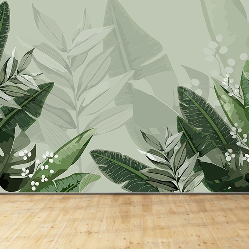 Customized Tropical Plants Mural Tropical Style Mildew Resistant for Dining Room