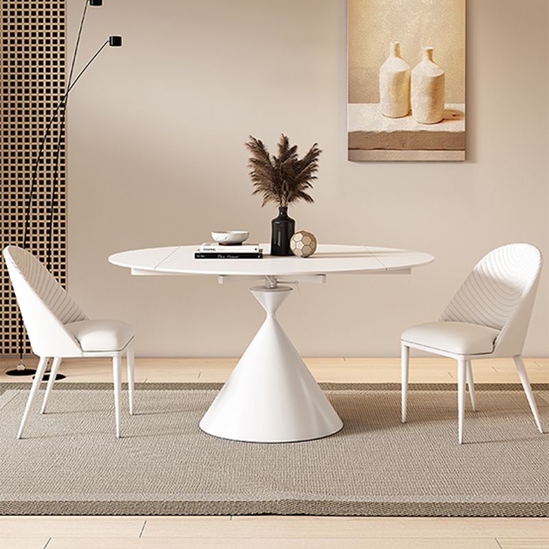 Metal and Slate Table Contemporary Style Home White Round Dining Table